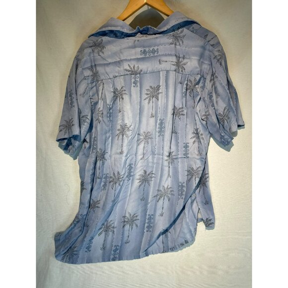 Batik Bay Mens Palm Tree Print Light Blue Rayon Button-Up Shirt L Vacation - Picture 5 of 5